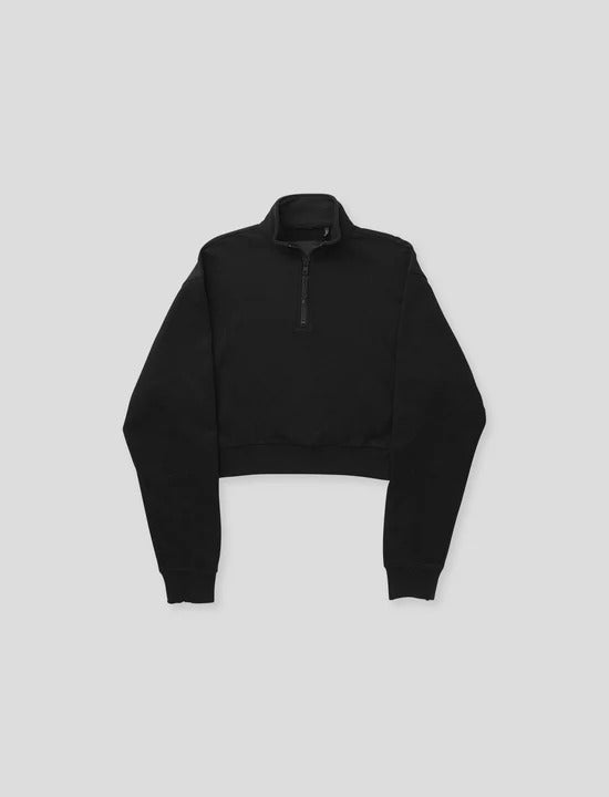 Women's Casual Lightweight French Terry Crop 1/4 Zip Sweatshirt
