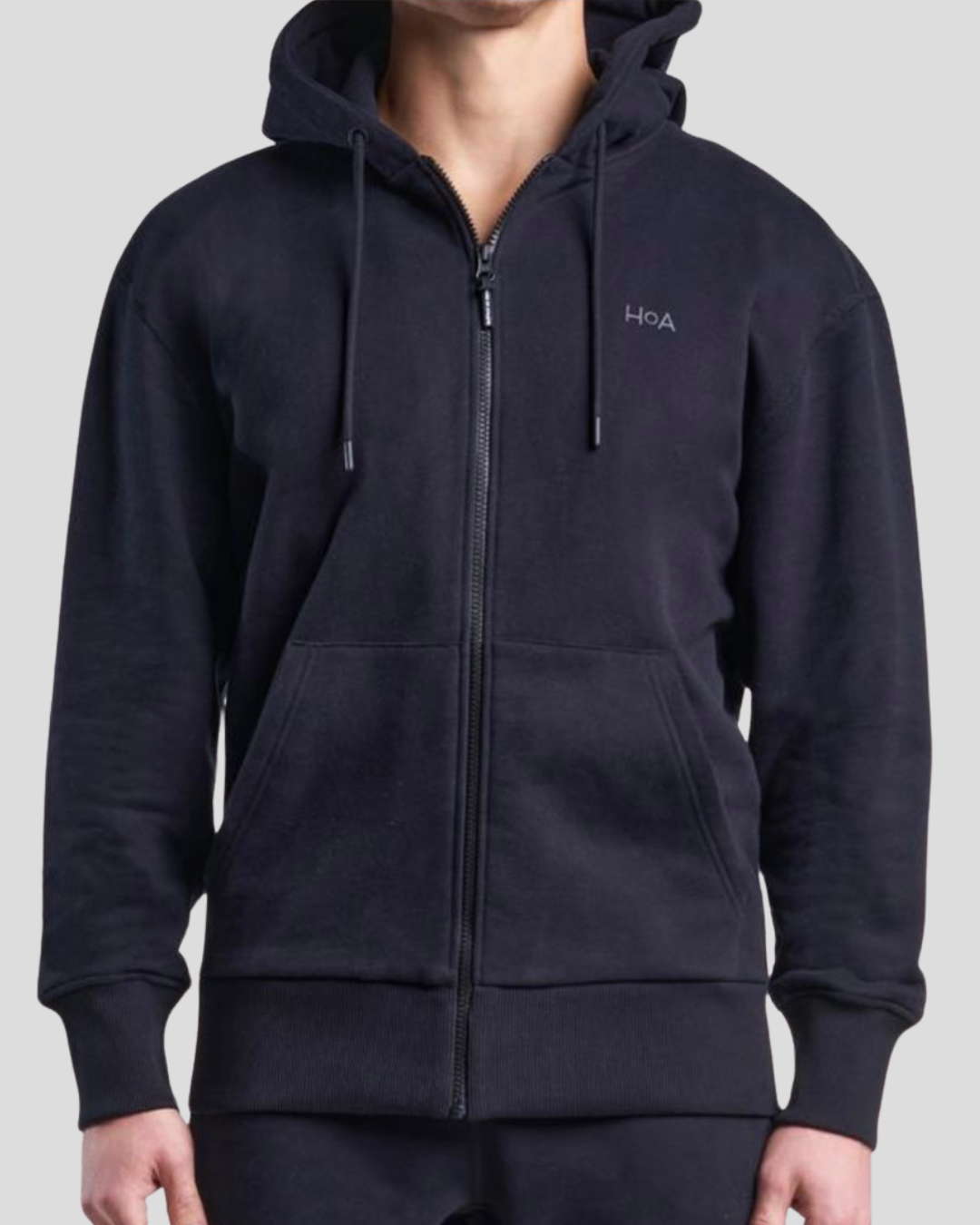 Men's Casual Popover HOA Zip-Through Hoodie