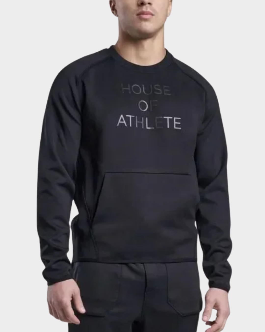 Men's Casual Tech Fleece Logo Crewneck Popover