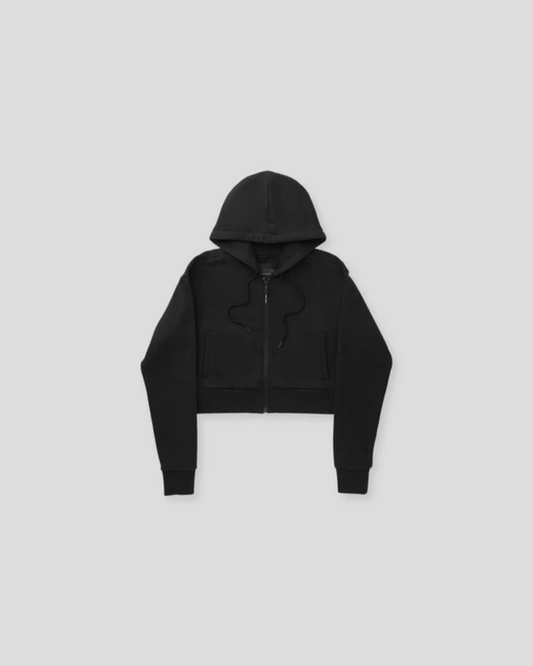 Women's Casual Lightweight French Terry Crop Zip Through Hoodie